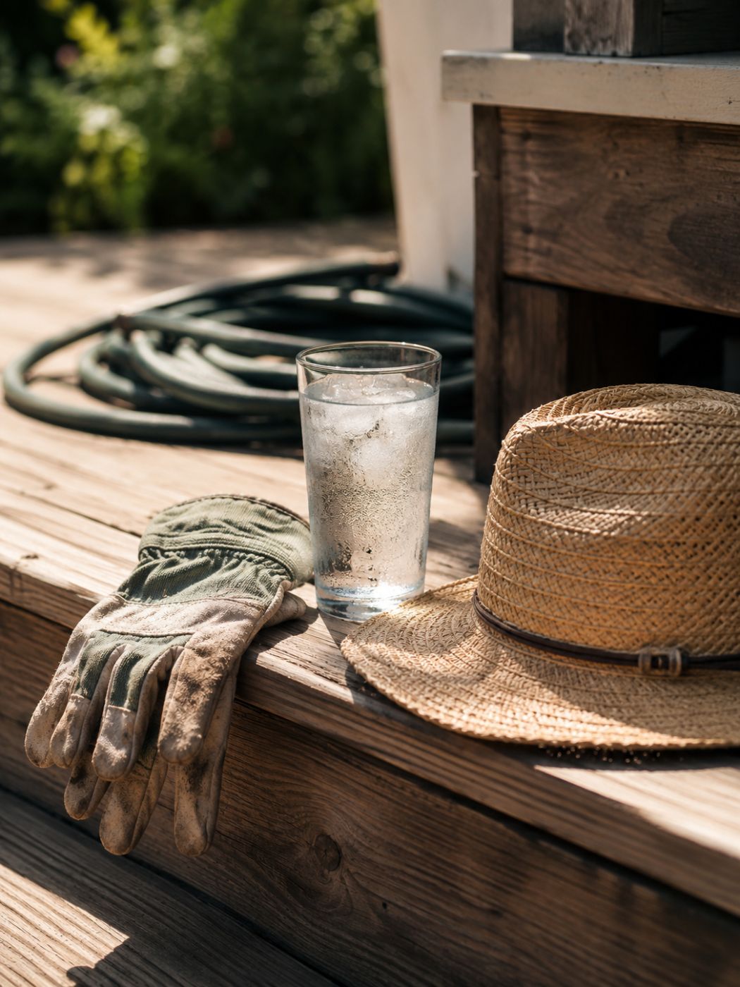 Ice water on the porch after time in the sun